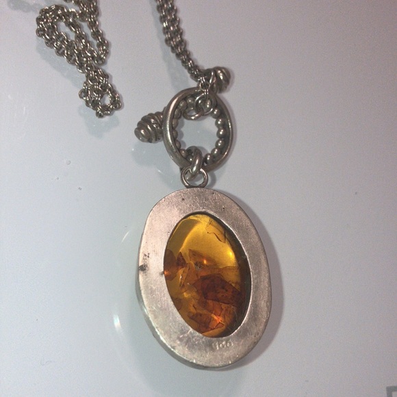 Genuine Baltic Amber & Sterling Silver Toggle Chain Necklace 🦋 - Picture 10 of 16